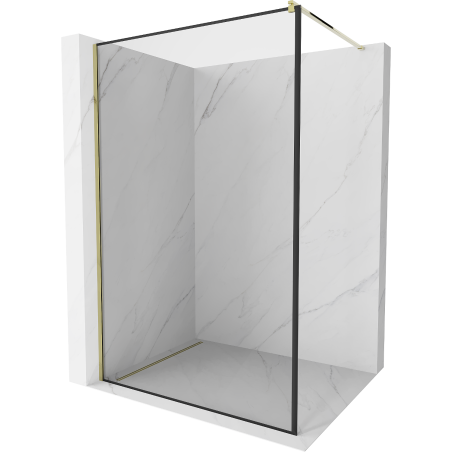 Mexen Kioto paroi de douche Walk-in 120 x 200 cm, cadre noir 8 mm, or - 800-120-101-50-70