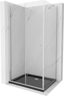 Mexen Lima cabine de douche pliante 80 x 120 cm, transparent, chrome + receveur Flat, noir - 856-080-120-01-00-4070