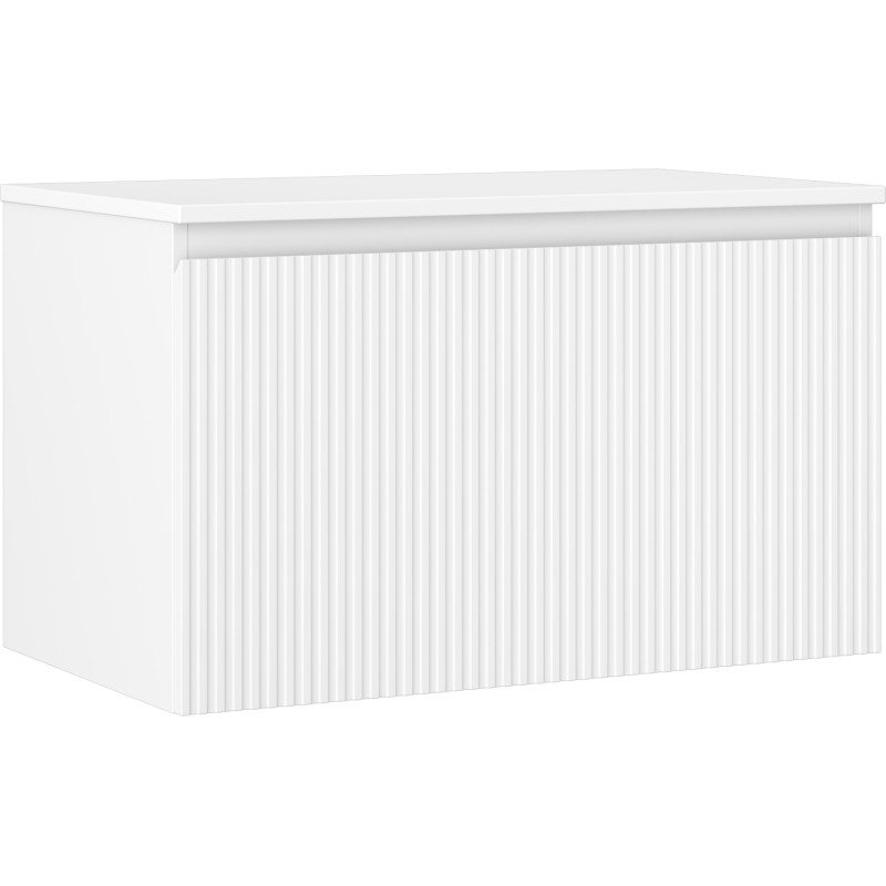 Mexen Rivel meuble de salle de bain sous-lavabo 80 cm avec plateau, 1 tiroir, rainuré, blanc mat - 91A20-08047-1-BFC01