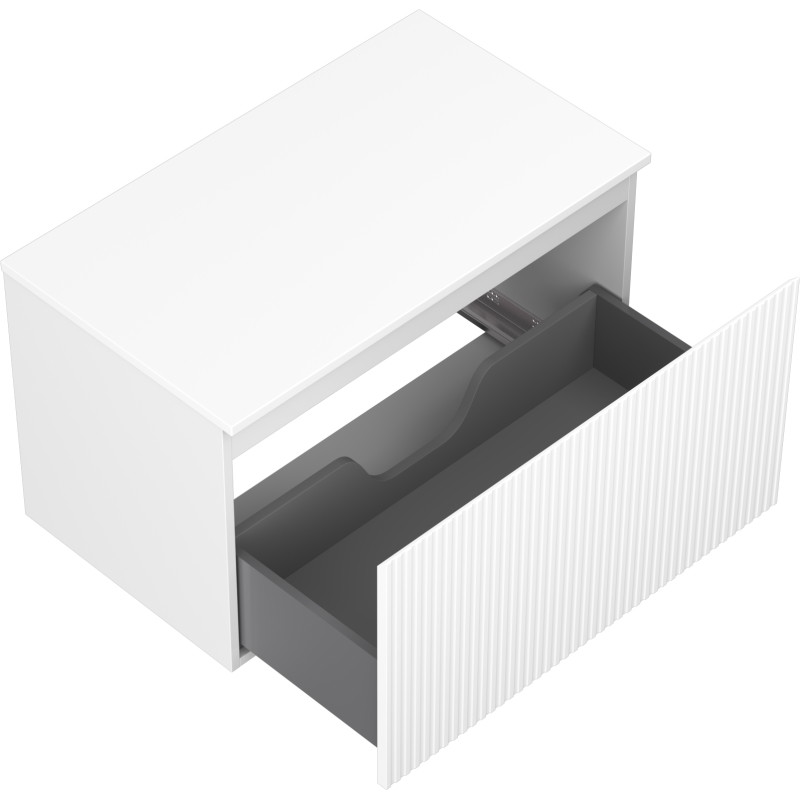 Mexen Rivel meuble de salle de bain sous-lavabo 80 cm avec plateau, 1 tiroir, rainuré, blanc mat - 91A20-08047-1-BFC01