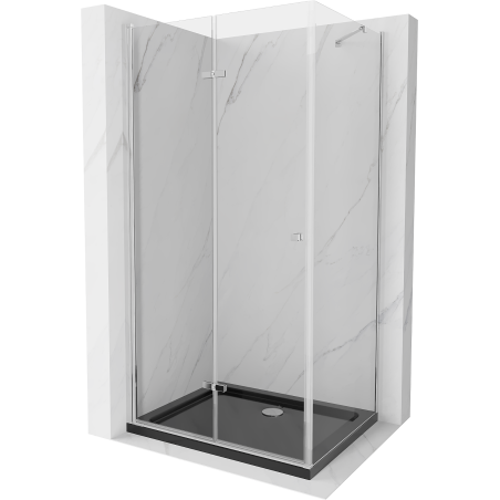 Mexen Lima cabine de douche pliante 90 x 120 cm, transparent, chrome + receveur Flat, noir - 856-090-120-01-00-4070