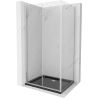 Mexen Lima cabine de douche pliante 90 x 120 cm, transparent, chrome + receveur Flat, noir - 856-090-120-01-00-4070