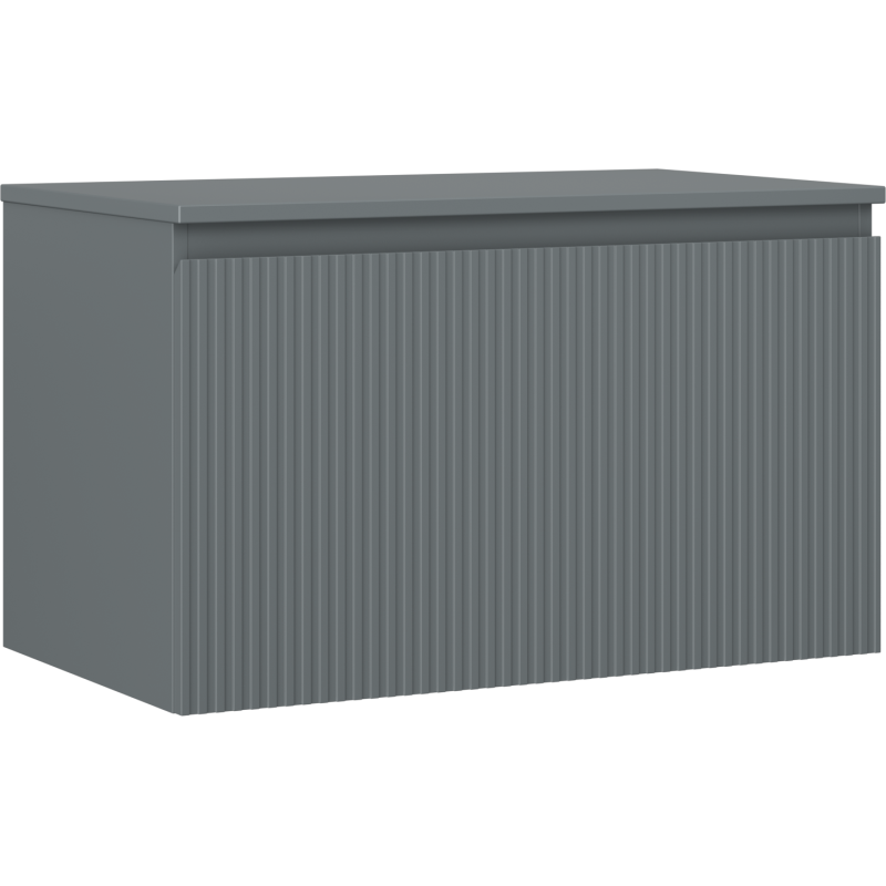 Mexen Rivel meuble de salle de bain sous lavabo 80 cm avec plateau, 1 tiroir, rainuré, graphite mat - 91A20-08047-1-BFC66