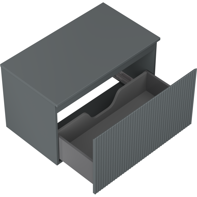Mexen Rivel meuble de salle de bain sous lavabo 80 cm avec plateau, 1 tiroir, rainuré, graphite mat - 91A20-08047-1-BFC66