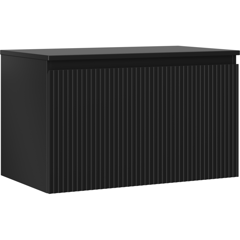 Mexen Rivel meuble de salle de bain sous lavabo 80 cm avec plateau, 1 tiroir, rainuré, noir mat - 91A20-08047-1-BFC71
