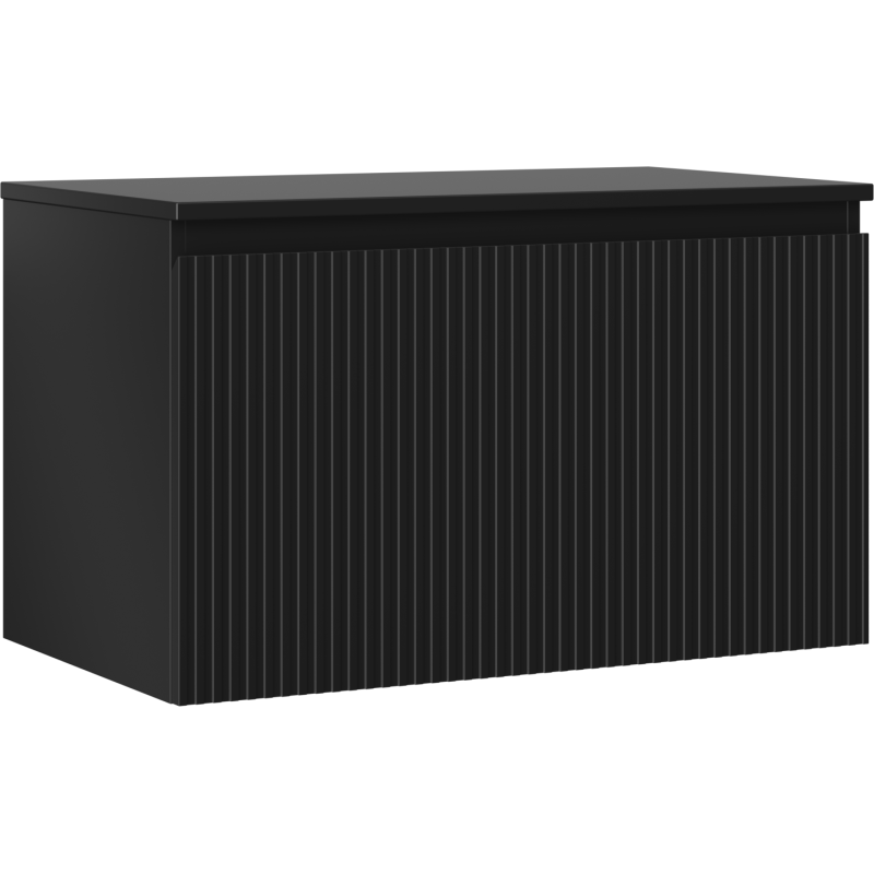 Mexen Rivel meuble de salle de bains sous lavabo 80 cm avec plateau, 1 tiroir, rainuré, noir mat - 91A20-08047-1-BFC71