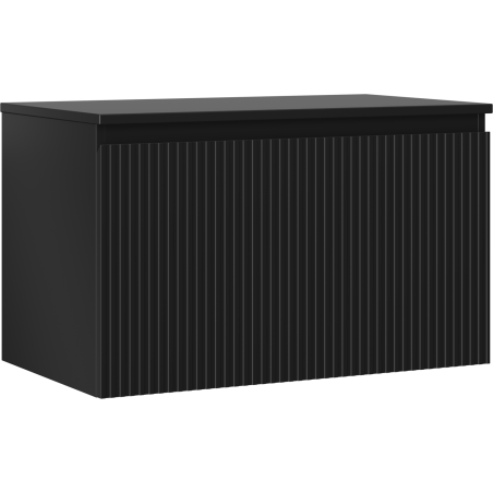 Mexen Rivel meuble de salle de bain sous lavabo 80 cm avec plateau, 1 tiroir, rainuré, noir mat - 91A20-08047-1-BFC71