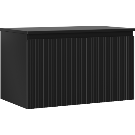 Mexen Rivel meuble de salle de bains sous lavabo 80 cm avec plateau, 1 tiroir, rainuré, noir mat - 91A20-08047-1-BFC71