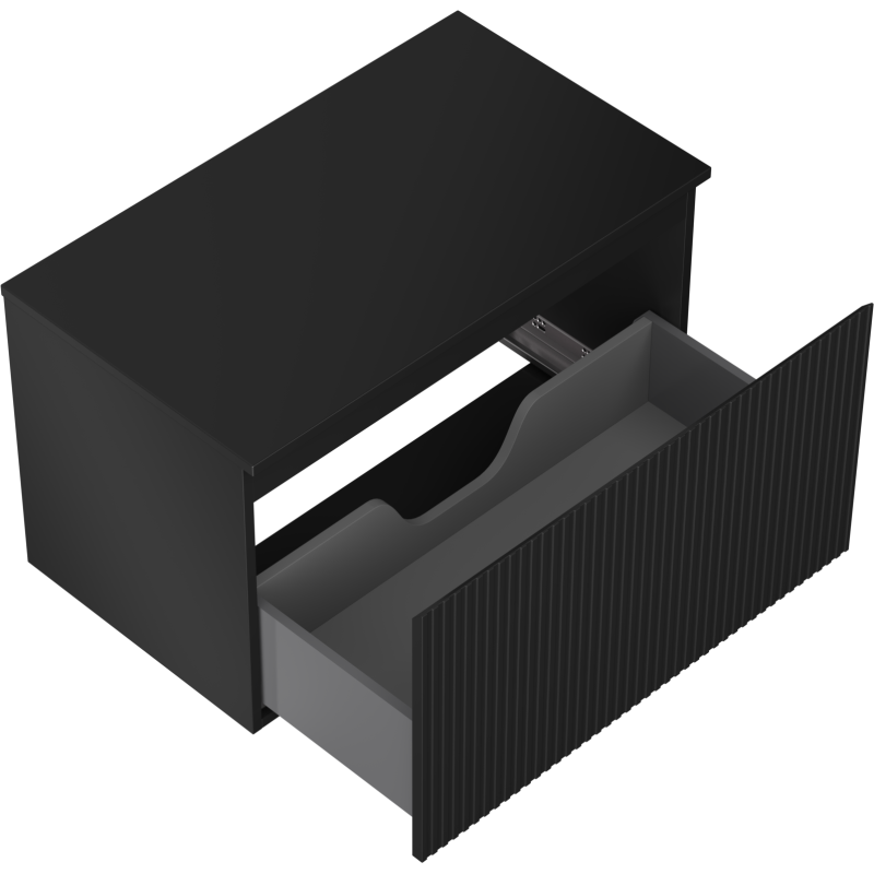 Mexen Rivel meuble de salle de bain sous lavabo 80 cm avec plateau, 1 tiroir, rainuré, noir mat - 91A20-08047-1-BFC71