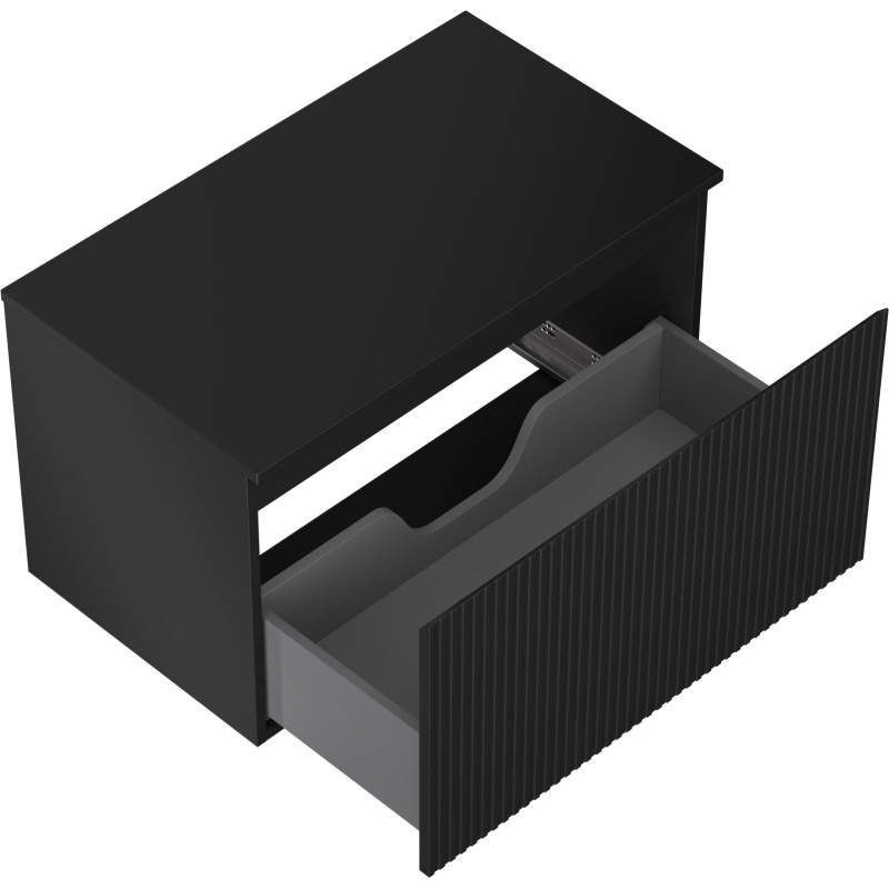 Mexen Rivel meuble de salle de bains sous lavabo 80 cm avec plateau, 1 tiroir, rainuré, noir mat - 91A20-08047-1-BFC71