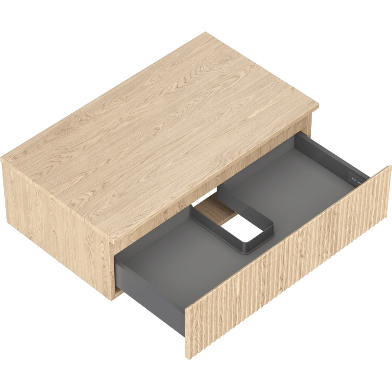 Mexen Rivel meuble de salle de bain sous-lavabo 80 cm avec plateau, 1 tiroir, rainuré, chêne - 91A20-08047-1-BFC81