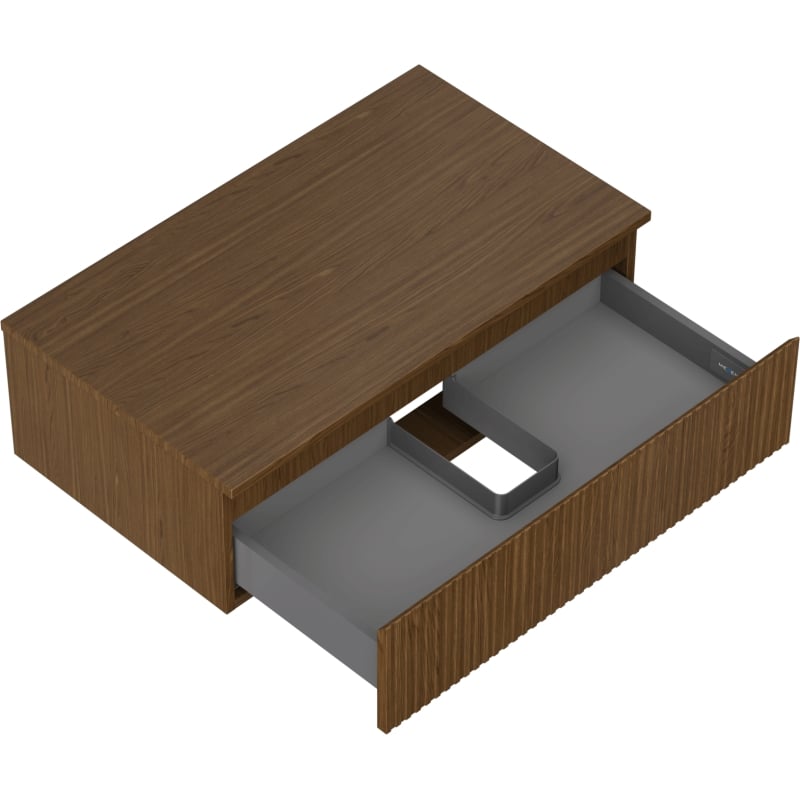 Mexen Rivel meuble de salle de bain sous lavabo 80 cm avec plateau, 1 tiroir, rainuré, noyer - 91A20-08047-1-BFC86
