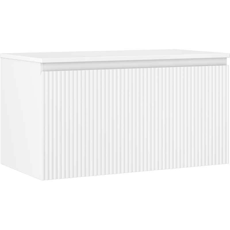Mexen Rivel armoire de salle de bain sous lavabo 90 cm avec plateau, 1 tiroir, rainurée, blanc mat - 91A20-09047-1-BFC01