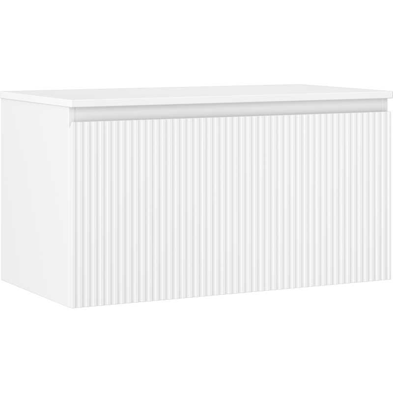 Mexen Rivel meuble de salle de bain sous lavabo 90 cm avec plateau, 1 tiroir, rainuré, blanc mat - 91A20-09047-1-BFC01