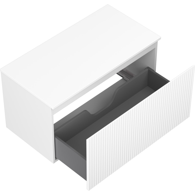 Mexen Rivel meuble de salle de bain sous lavabo 90 cm avec plateau, 1 tiroir, rainuré, blanc mat - 91A20-09047-1-BFC01