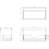 Mexen Rivel armoire de salle de bain sous vasque 90 cm avec plateau, 1 tiroir, rainurée, noir mat - 91A20-09047-1-BFC71