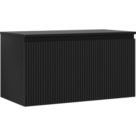 Mexen Rivel armoire de salle de bain sous vasque 90 cm avec plateau, 1 tiroir, rainurée, noir mat - 91A20-09047-1-BFC71