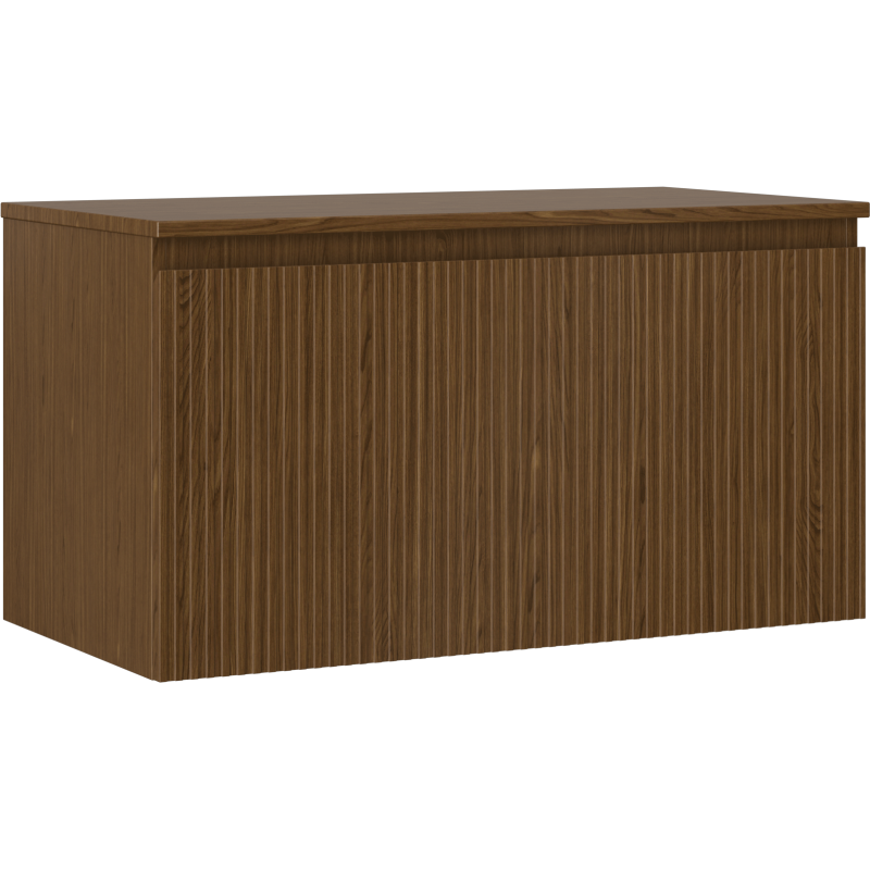 Mexen Rivel armoire de salle de bain sous-lavabo 90 cm avec plan de travail, 1 tiroir, rainurée, noyer - 91A20-09047-1-BFC86
