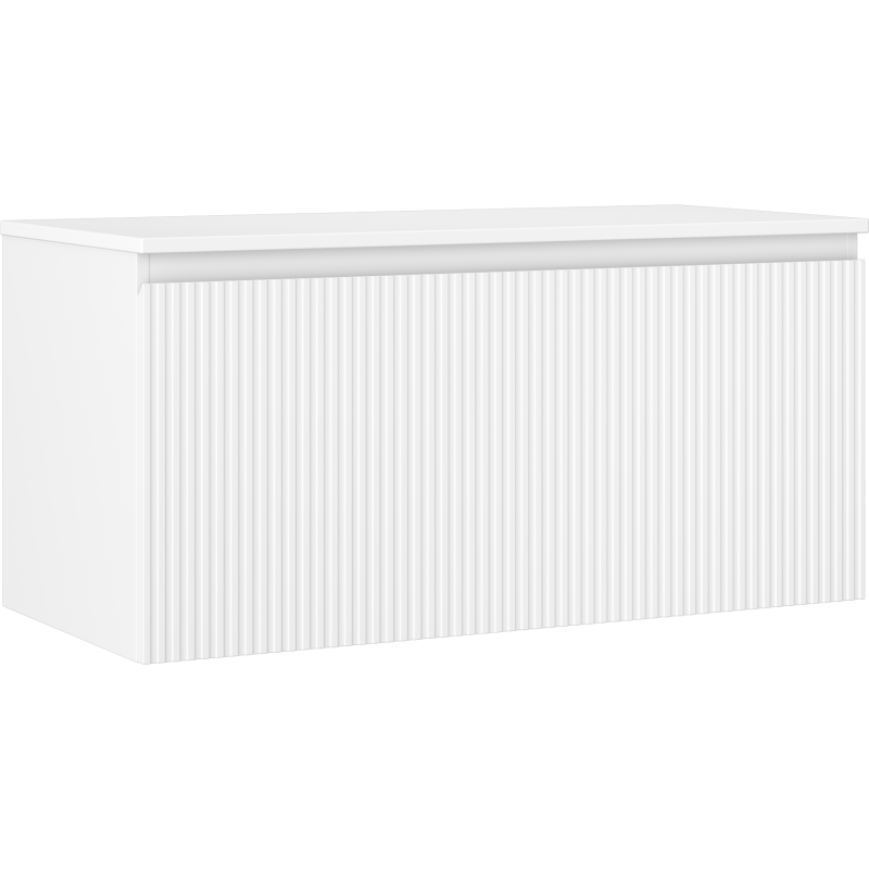 Mexen Rivel meuble de salle de bain sous lavabo 100 cm avec plateau, 1 tiroir, rainuré, blanc mat - 91A20-10047-1-BFC01