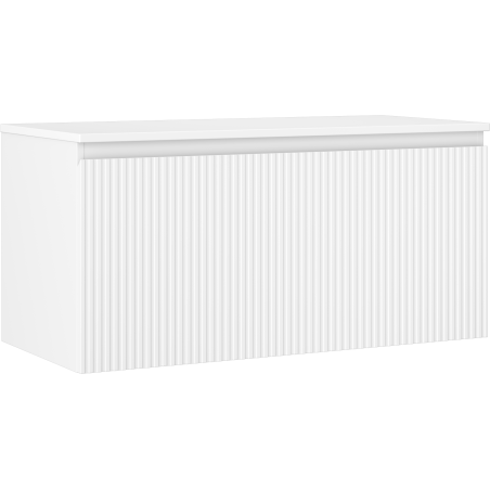 Mexen Rivel armoire de salle de bains sous lavabo 100 cm avec plateau, 1 tiroir, rainurée, blanc mat - 91A20-10047-1-BFC01