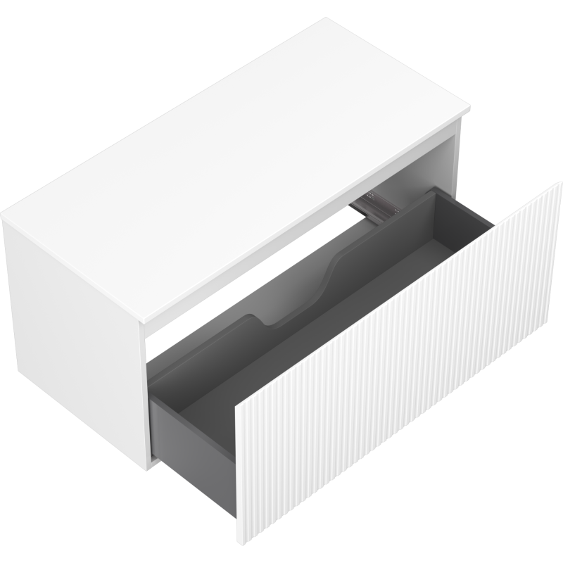 Mexen Rivel meuble de salle de bain sous lavabo 100 cm avec plateau, 1 tiroir, rainuré, blanc mat - 91A20-10047-1-BFC01