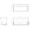 Mexen Rivel meuble de salle de bain sous lavabo 100 cm avec plateau, 1 tiroir, rainuré, blanc mat - 91A20-10047-1-BFC01