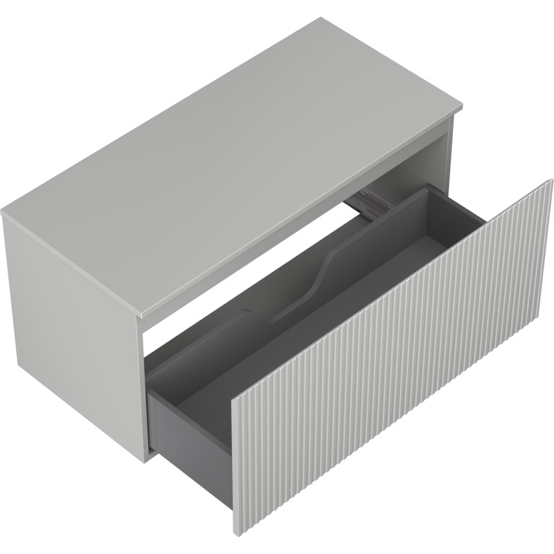 Mexen Rivel meuble de salle de bains sous-lavabo 100 cm avec plateau, 1 tiroir, rainuré, gris mat - 91A20-10047-1-BFC62