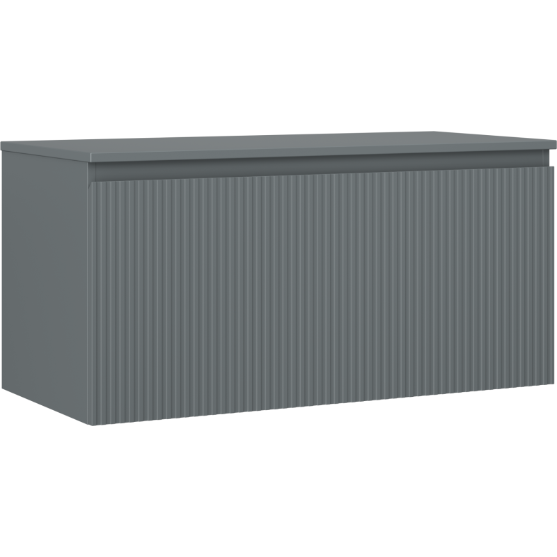 Mexen Rivel armoire de salle de bain sous lavabo 100 cm avec plateau, 1 tiroir, rainuré, graphite mat - 91A20-10047-1-BFC66