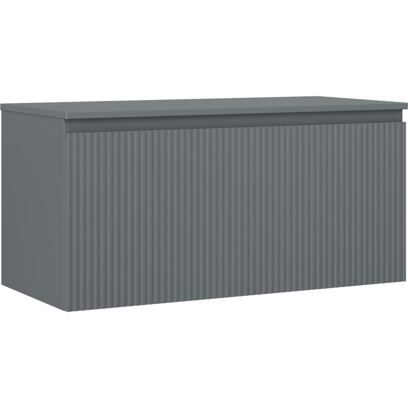 Mexen Rivel meuble de salle de bains sous-vasque 100 cm avec plateau, 1 tiroir, rainuré, graphite mat - 91A20-10047-1-BFC66