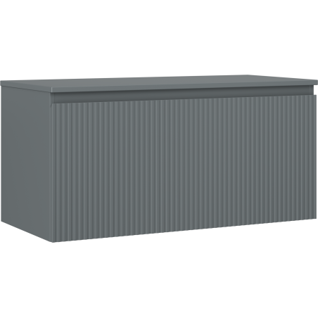 Mexen Rivel meuble de salle de bains sous-vasque 100 cm avec plateau, 1 tiroir, rainuré, graphite mat - 91A20-10047-1-BFC66