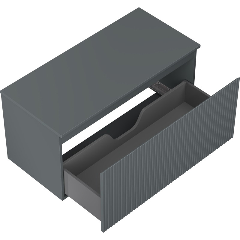 Mexen Rivel meuble de salle de bains sous-vasque 100 cm avec plateau, 1 tiroir, rainuré, graphite mat - 91A20-10047-1-BFC66