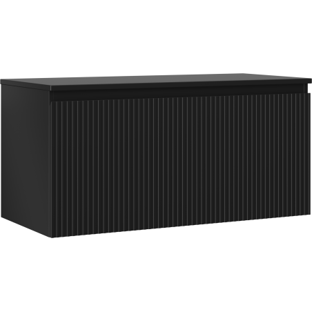 Mexen Rivel meuble de salle de bain sous-lavabo 100 cm avec plateau, 1 tiroir, rainuré, noir mat - 91A20-10047-1-BFC71
