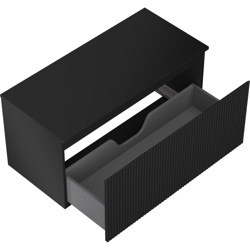 Mexen Rivel meuble-lavabo 100 cm avec plateau, 1 tiroir, nervuré, noir mat - 91A20-10047-1-BFC71