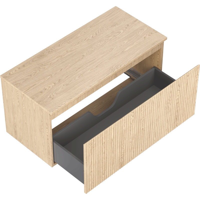 Mexen Rivel meuble de salle de bains sous lavabo 100 cm avec plateau, 1 tiroir, rainuré, chêne - 91A20-10047-1-BFC81
