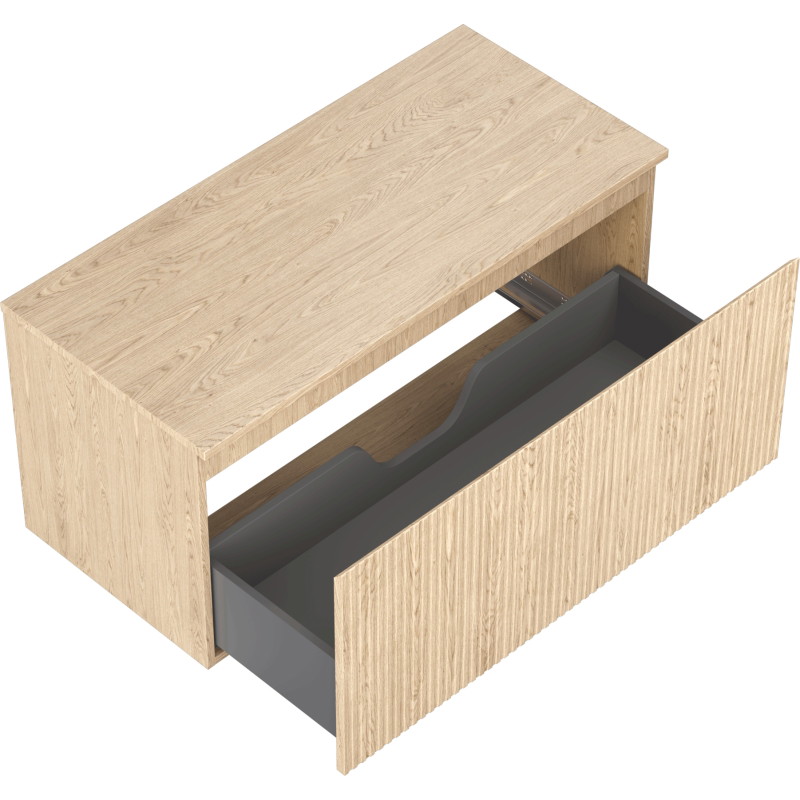 Mexen Rivel meuble sous-lavabo de salle de bain 100 cm avec plateau, 1 tiroir, rainuré, chêne - 91A20-10047-1-BFC81