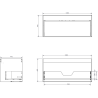 Mexen Rivel armoire de salle de bain 100 cm avec plateau, 1 tiroir, rainuré, noyer - 91A20-10047-1-BFC86