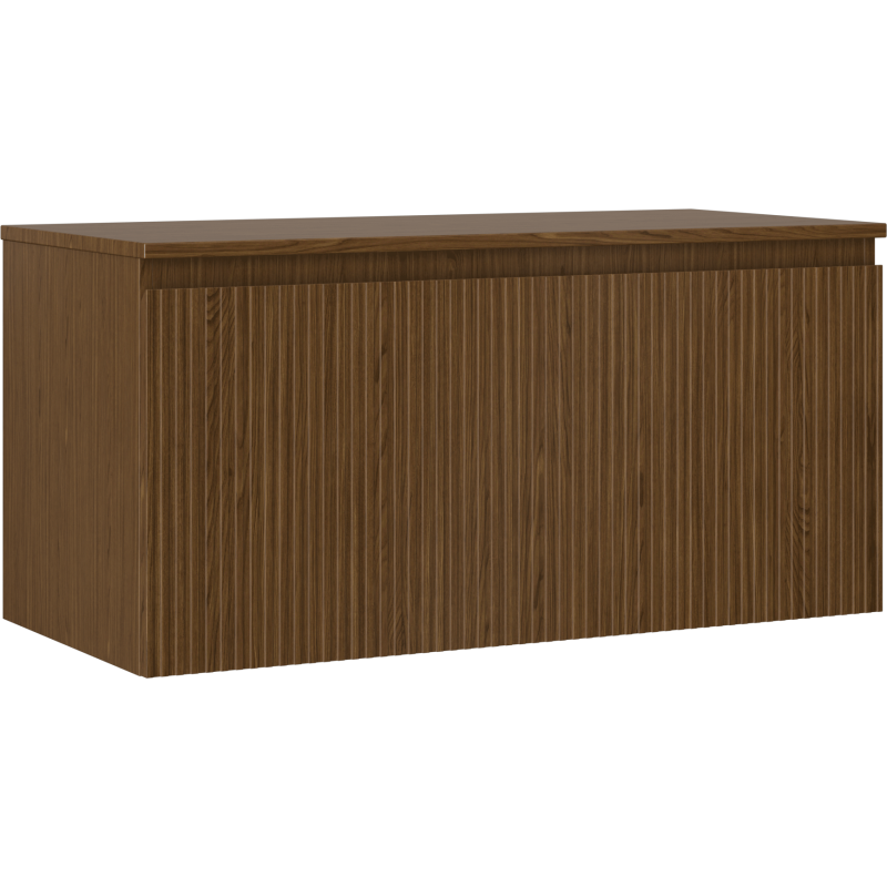Mexen Rivel armoire de salle de bain 100 cm avec plateau, 1 tiroir, rainuré, noyer - 91A20-10047-1-BFC86