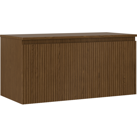Mexen Rivel armoire de salle de bain 100 cm avec plateau, 1 tiroir, rainuré, noyer - 91A20-10047-1-BFC86