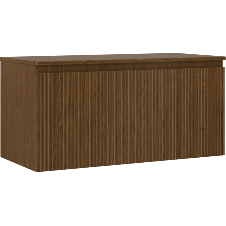 Mexen Rivel meuble de salle de bains sous lavabo 100 cm avec plan, 1 tiroir, rainuré, noyer - 91A20-10047-1-BFC86