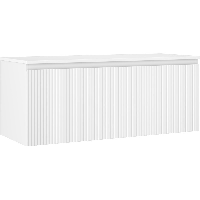 Mexen Rivel armoire de salle de bains sous lavabo 120 cm avec plateau, 1 tiroir, rainurée, blanc mat - 91A20-12047-1-BFC01