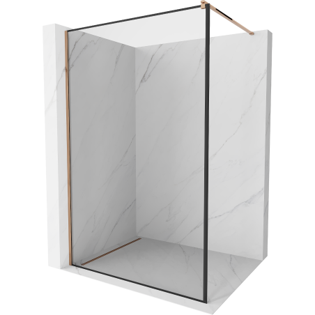 Mexen Kioto cloison de douche Walk-in 90 x 200 cm, cadre noir 8 mm, or rose - 800-090-101-60-70