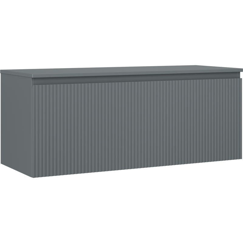 Mexen Rivel meuble de salle de bain sous-lavabo 120 cm avec plateau, 1 tiroir, rainuré, graphite mat - 91A20-12047-1-BFC66