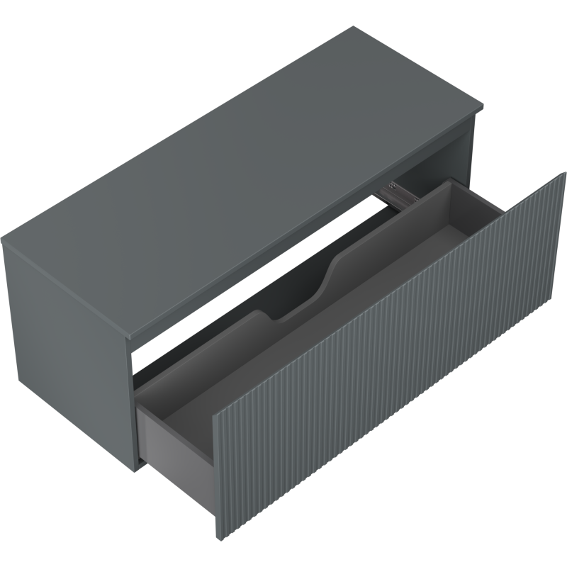 Mexen Rivel meuble de salle de bain sous-lavabo 120 cm avec plateau, 1 tiroir, rainuré, graphite mat - 91A20-12047-1-BFC66