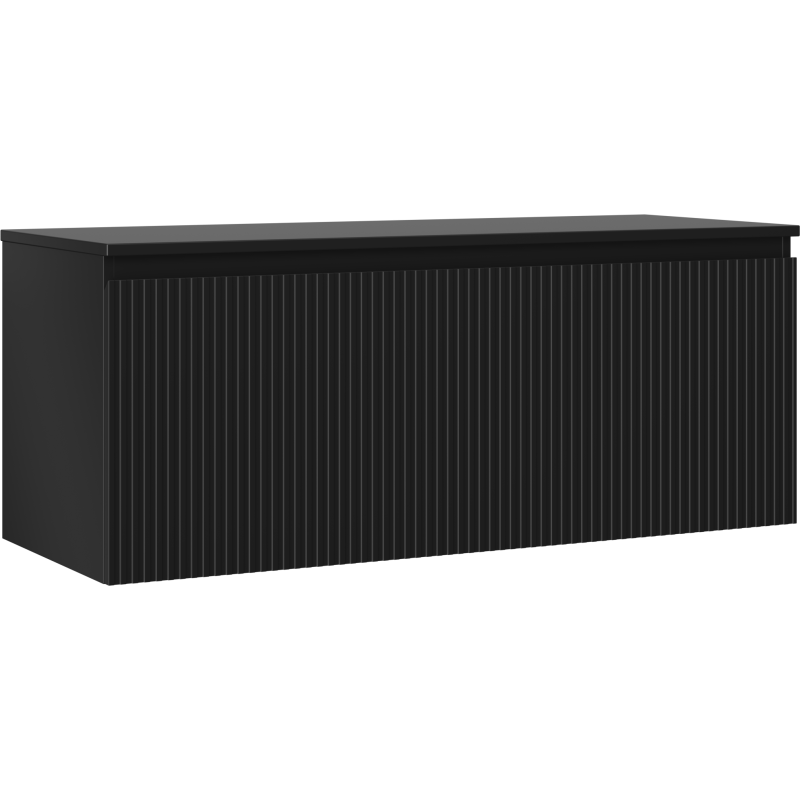 Mexen Rivel meuble de salle de bains sous lavabo 120 cm avec plateau, 1 tiroir, rainuré, noir mat - 91A20-12047-1-BFC71