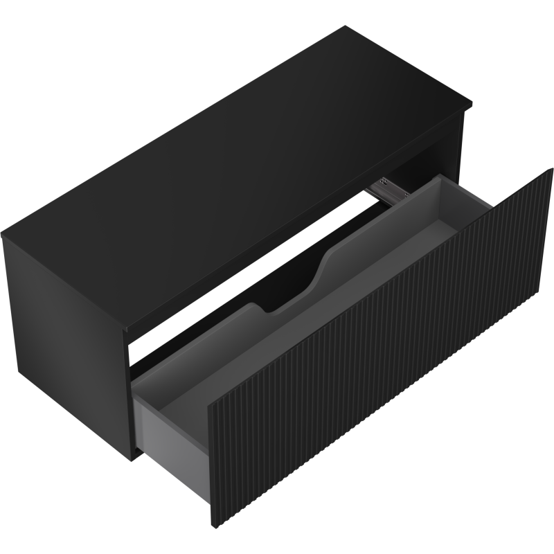 Mexen Rivel meuble de salle de bain sous le lavabo 120 cm avec plateau, 1 tiroir, rainuré, noir mat - 91A20-12047-1-BFC71