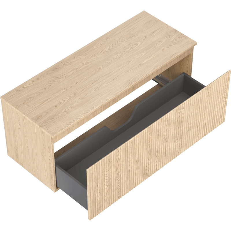Mexen Rivel armoire de salle de bains sous-lavabo 120 cm avec plateau, 1 tiroir, rainurée, chêne - 91A20-12047-1-BFC81