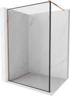 Mexen Kioto paroi de douche Walk-in 140 x 200 cm, cadre noir 8 mm, or rose - 800-140-101-60-70
