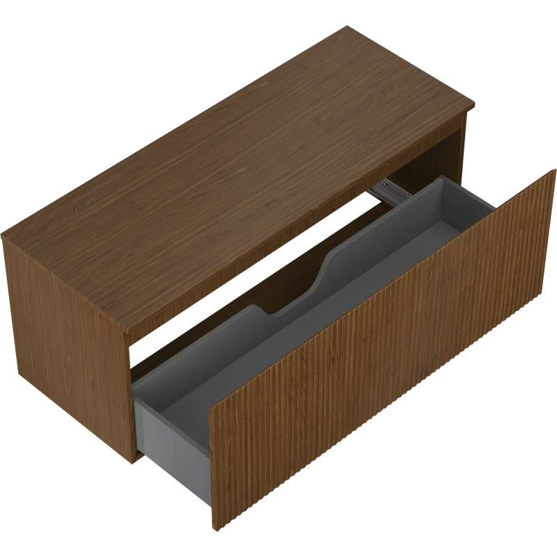 Mexen Rivel meuble de salle de bain sous-vasque 120 cm avec plateau, 1 tiroir, rainuré, noyer - 91A20-12047-1-BFC86