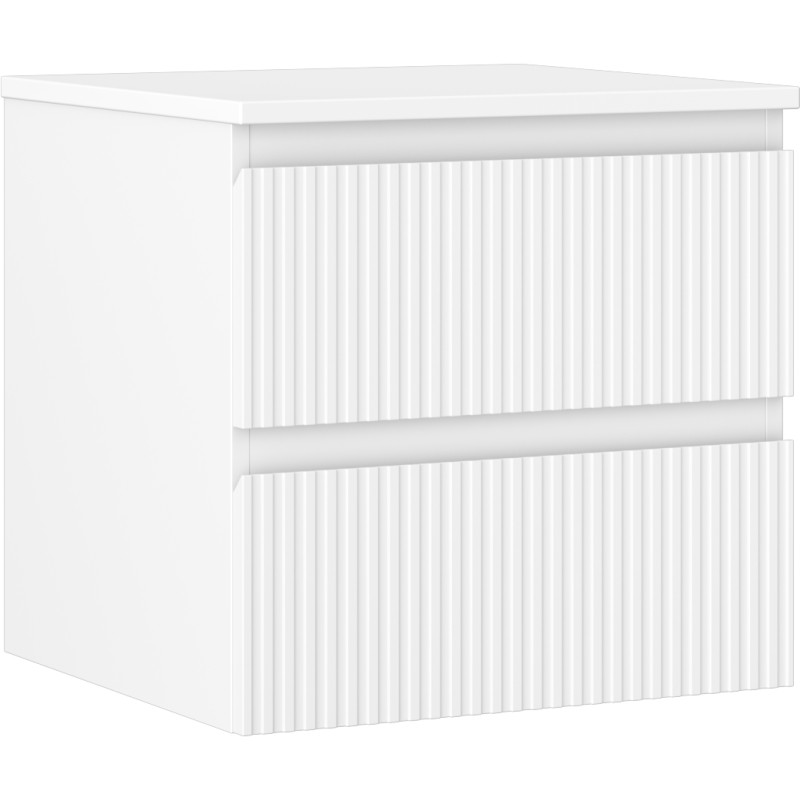 Mexen Rivel armoire de salle de bain sous-vasque 50 cm avec plateau, 2 tiroirs, rainurée, blanc mat - 91A20-05047-2-BFFC01