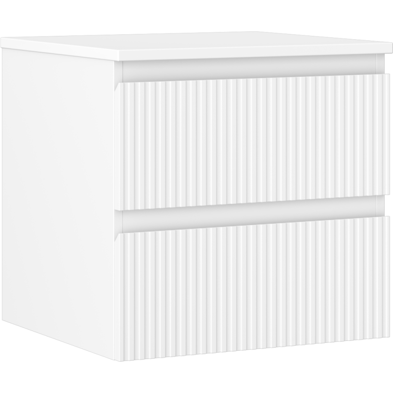 Mexen Rivel meuble de salle de bain sous-lavabo 50 cm avec plateau, 2 tiroirs, rainuré, blanc mat - 91A20-05047-2-BFFC01